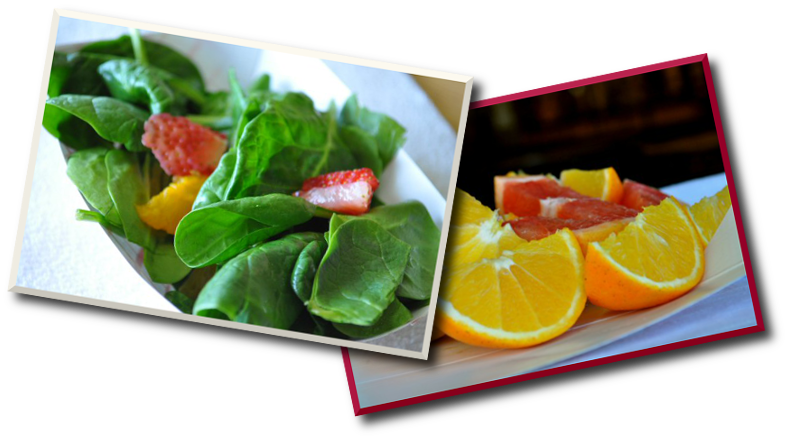 Spinach Salad and Fruit